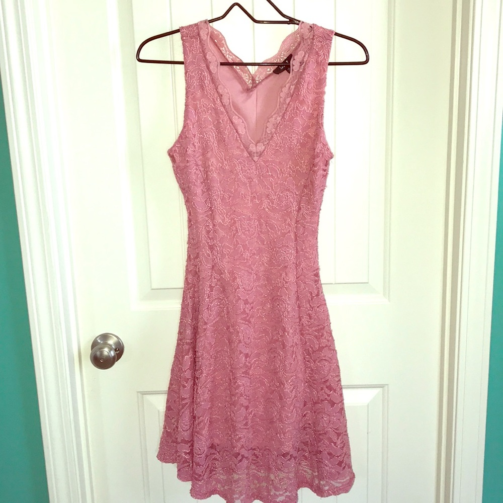Pink Lace A Line Dress